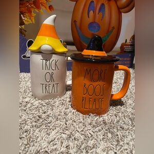 Rae Dunn Halloween Mug Set - Orange and White